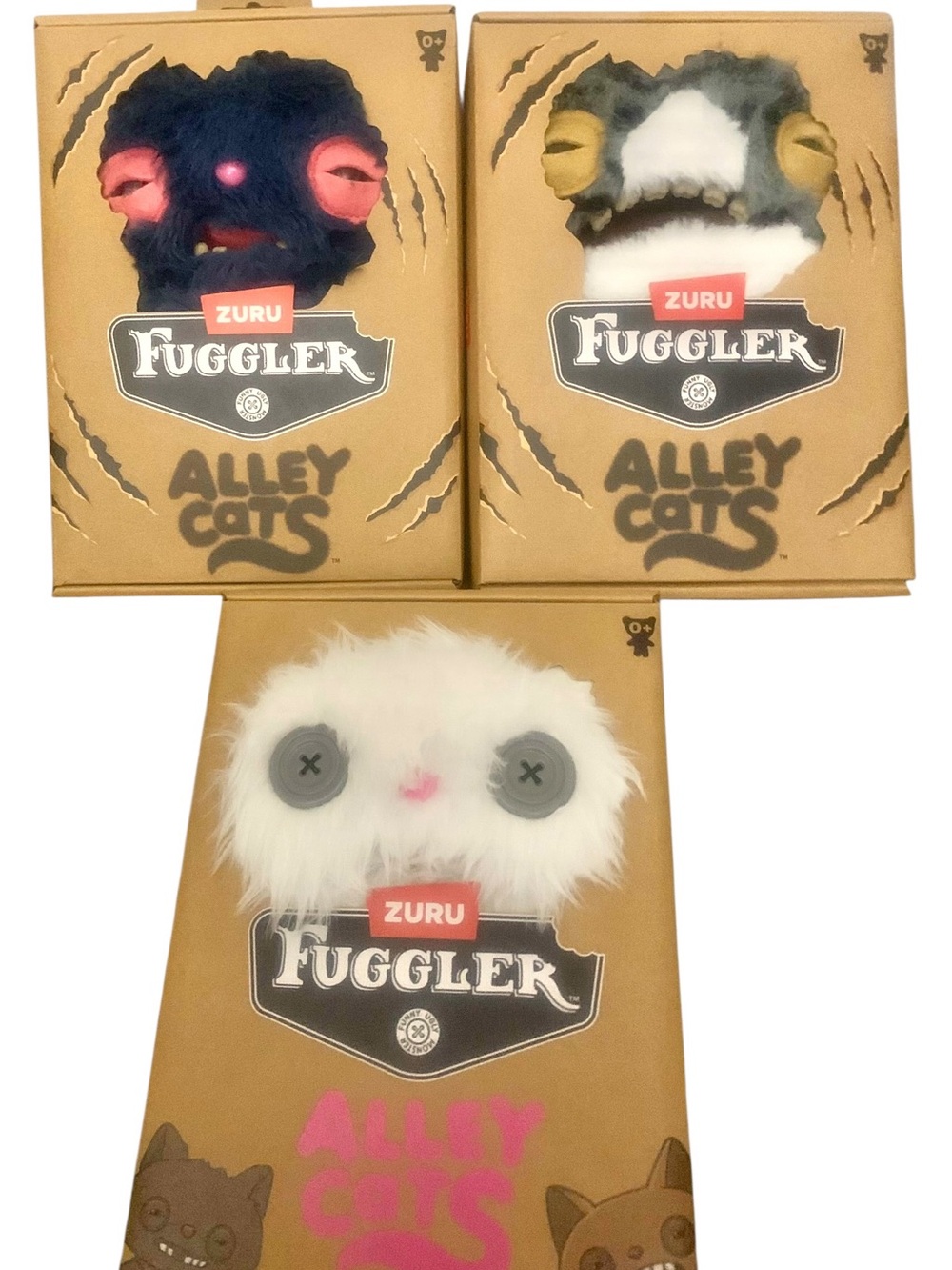 Zuru Fugglers Alley Cats Bundle (3) Ugly Monster Teeth Plush NEW in Boxes *READ*